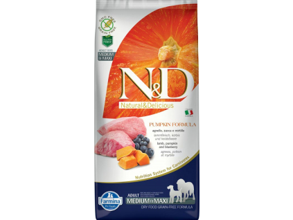 N&D GF Pumpkin DOG Adult M/L Lamb & Blueberry 12kg z kategorie Chovatelské potřeby a krmiva pro psy > Krmiva pro psy > Granule pro psy