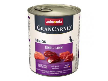 Animonda GRANCARNO Senior konzerva hovězí+jehněčí 800g z kategorie Chovatelské potřeby a krmiva pro psy > Krmiva pro psy > Konzervy pro psy