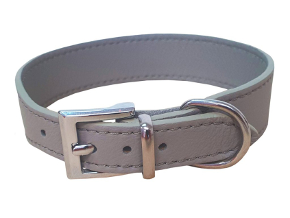 Bafpet Kožený obojek SETA 34cm/23mm šedá