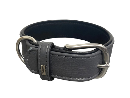 Bafpet Kožený obojek EXCLUSIVE 59cm/40mm šedá