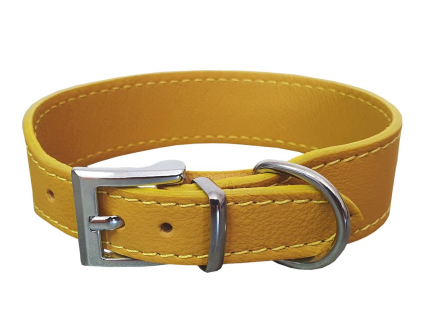 Bafpet Kožený obojek SETA 42cm/28mm žlutá