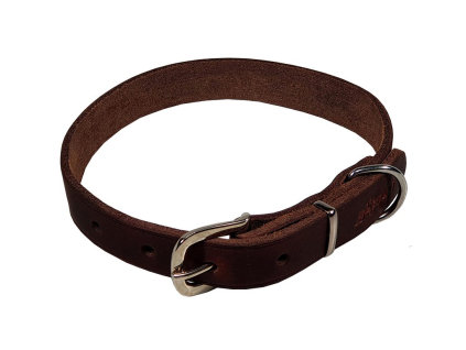 Bafpet Obojek z mastné kůže ZUBR 60cm/25mm hnědá