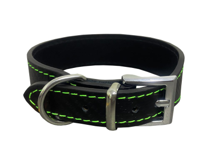 Bafpet Kožený obojek CARBON 42cm/28mm zelená