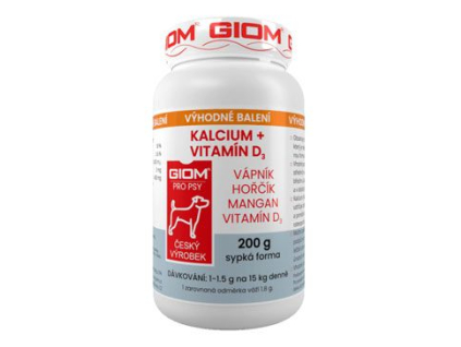 Giom Kalcium+D3 200g z kategorie Chovatelské potřeby a krmiva pro psy > Vitamíny a léčiva pro psy > Vitaminy a minerály pro psy