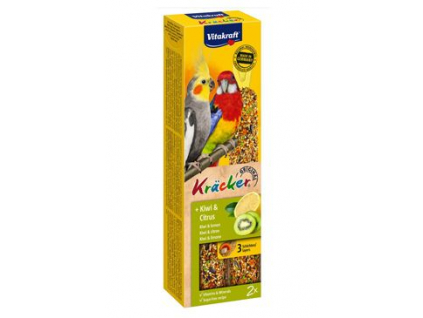 Vitakraft Bird Kräcker Kiwi a citrus závěsná tyčinka pro australské papoušky 2 ks z kategorie Chovatelské potřeby pro ptáky a papoušky > Pamlsky pro papoušky