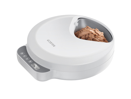 Krmítko pro kočky Rojeco F26 4 Meals Button Version s 2 ledovými balíčky (bílé)