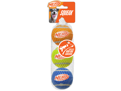 NERF DOG Hračka pro psy 3 ks pískacích tenisových míčků 6,5 cm