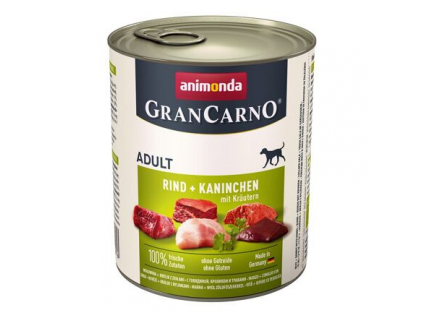 Animonda GRANCARNO konzerva hovězí+králík+bylinky 800g z kategorie Chovatelské potřeby a krmiva pro psy > Krmiva pro psy > Konzervy pro psy