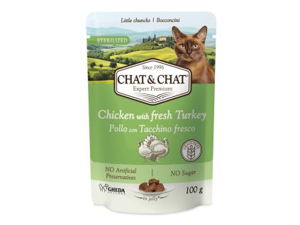 Chat & Chat Sterilized Cat Chicken with Turkey, kapsička 100 g
