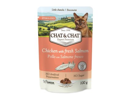 Chat & Chat Sterilized Cat Chicken with Salmon, kapsička 100 g