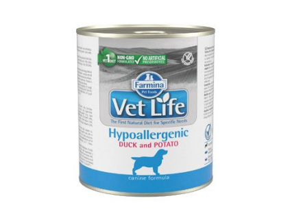 Vet Life Natural Dog konzerva Hypoaller Duck&Potato 300g z kategorie Chovatelské potřeby a krmiva pro psy > Krmiva pro psy > Veterinární diety pro psy