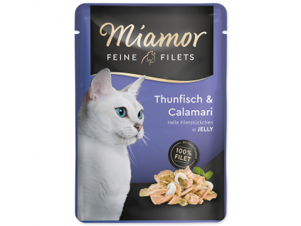 Miamor Feine Filets kapsička tuňák a kalamáry v želé 100g z kategorie Chovatelské potřeby a krmiva pro kočky > Krmivo a pamlsky pro kočky > Kapsičky pro kočky