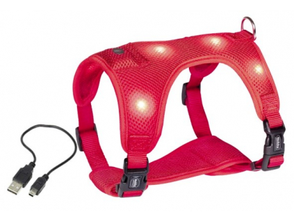 Nobby Flash Mesh LED svíticí postroj červený vel. M z kategorie Chovatelské potřeby a krmiva pro psy > Obojky, vodítka a postroje pro psy > Postroje pro psy