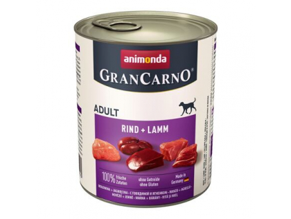 Animonda GRANCARNO konzerva hovězí + jehně 800g z kategorie Chovatelské potřeby a krmiva pro psy > Krmiva pro psy > Konzervy pro psy