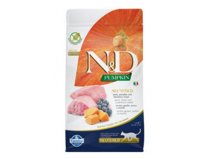 N&D Pumpkin CAT Neutered Lamb & Blueberry 1,5kg z kategorie Chovatelské potřeby a krmiva pro kočky > Krmivo a pamlsky pro kočky > Granule pro kočky