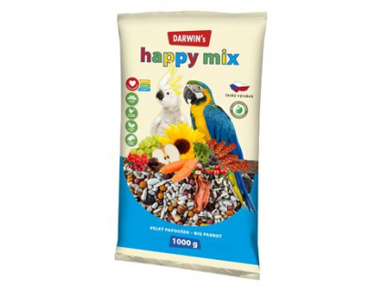 Darwin's Velký papoušek happy mix 1kg z kategorie Chovatelské potřeby pro ptáky a papoušky > Krmivo pro papoušky