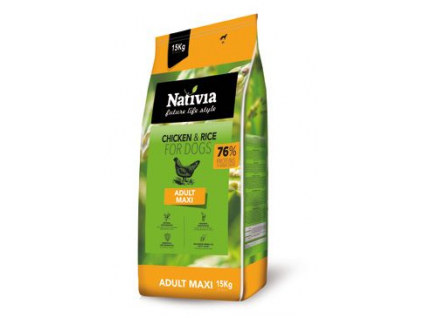 Nativia Adult Maxi Chicken & Rice 15kg z kategorie Chovatelské potřeby a krmiva pro psy > Krmiva pro psy > Granule pro psy