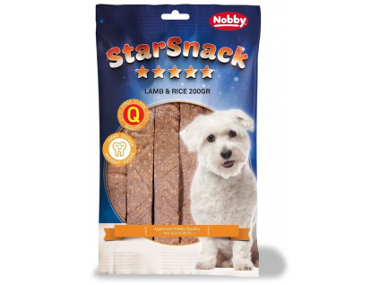 Nobby StarSnack Strips pamlsky plátky jehně+rýže 20ks / 200g z kategorie Chovatelské potřeby a krmiva pro psy > Pamlsky pro psy > Tyčinky, salámky pro psy