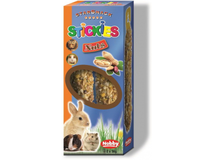 Nobby StarSnack závěsná tyčinka oříšky 2x56g z kategorie Chovatelské potřeby a krmiva pro hlodavce a malá zvířata > Pamlsky pro hlodavce