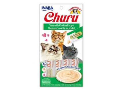 Churu Cat Purée Tuna with Chicken 4x14g z kategorie Chovatelské potřeby a krmiva pro kočky > Krmivo a pamlsky pro kočky > Pamlsky pro kočky