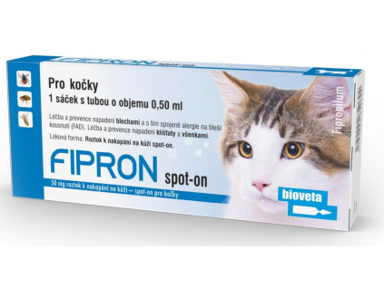 Fipron 50 mg spot-on pro kočky 1x0,5 ml z kategorie Chovatelské potřeby a krmiva pro kočky > Antiparazitika pro kočky > Pipety (Spot On) pro kočky