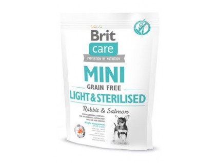 Brit Care Mini Grain Free Light & Sterilised 400g z kategorie Chovatelské potřeby a krmiva pro psy > Krmiva pro psy > Granule pro psy