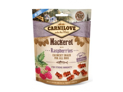 Carnilove Dog Crunchy Snack Mackerel with Raspberries 200g z kategorie Chovatelské potřeby a krmiva pro psy > Pamlsky pro psy > Piškoty, sušenky pro psy