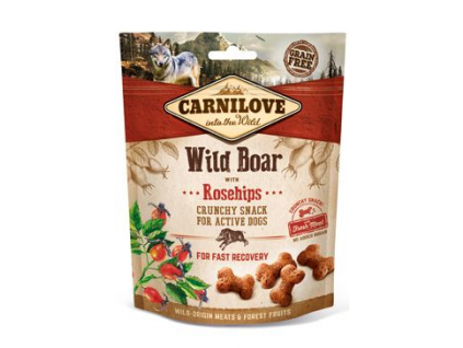 Carnilove Dog Crunchy Snack Wild Boar with Rosehips 200g z kategorie Chovatelské potřeby a krmiva pro psy > Pamlsky pro psy > Piškoty, sušenky pro psy