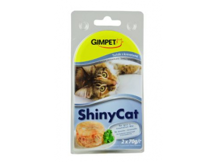 Gimpet ShinyCat konzerva tuňák+krevety 2x70g z kategorie Chovatelské potřeby a krmiva pro kočky > Krmivo a pamlsky pro kočky > Konzervy pro kočky