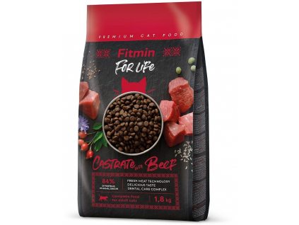 Fitmin For Life Cat Castrate Beef 1,8 kg z kategorie Chovatelské potřeby a krmiva pro kočky > Krmivo a pamlsky pro kočky > Granule pro kočky