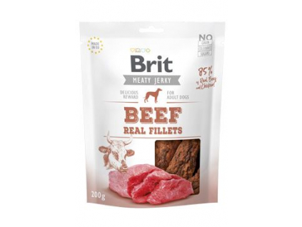 Brit pamlsky Jerky Beef Fillets 200 g z kategorie Chovatelské potřeby a krmiva pro psy > Pamlsky pro psy > Sušená masíčka pro psy