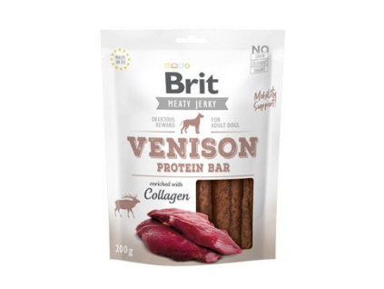Brit pamlsky Jerky Venison Protein Bar 200 g z kategorie Chovatelské potřeby a krmiva pro psy > Pamlsky pro psy > Sušená masíčka pro psy