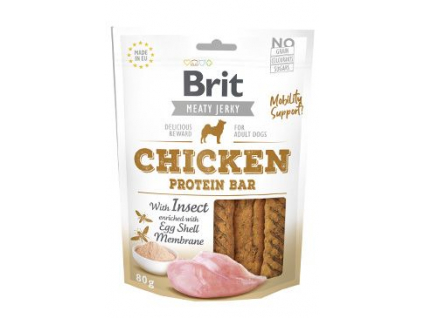 Brit pamlsky Jerky Chicken with Insect Protein Bar 80 g z kategorie Chovatelské potřeby a krmiva pro psy > Pamlsky pro psy > Sušená masíčka pro psy
