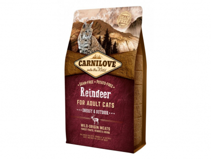 Carnilove Cat Reindeer for Adult Energy&Outdoor 2kg z kategorie Chovatelské potřeby a krmiva pro kočky > Krmivo a pamlsky pro kočky > Granule pro kočky