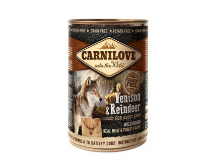 Carnilove Wild Meat Venison & Reindeer konzerva 400g z kategorie Chovatelské potřeby a krmiva pro psy > Krmiva pro psy > Konzervy pro psy