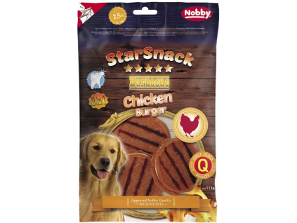 Nobby StarSnack BBQ Chicken Burger pamlsky pro psy 113 g z kategorie Chovatelské potřeby a krmiva pro psy > Pamlsky pro psy > Sušená masíčka pro psy