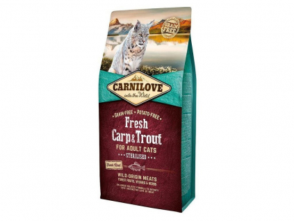 Carnilove Cat Fresh Carp & Trout Sterilised Adult 6kg z kategorie Chovatelské potřeby a krmiva pro kočky > Krmivo a pamlsky pro kočky > Granule pro kočky