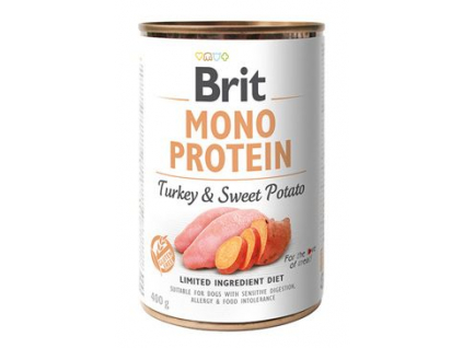 Brit Dog Mono Protein Turkey, Potato konzerva krůtí s bramborem 400g z kategorie Chovatelské potřeby a krmiva pro psy > Krmiva pro psy > Konzervy pro psy