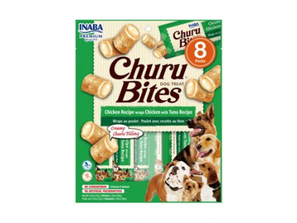 Churu Dog Bites Chicken wraps Chicken+Tuna pochoutka pro psy 8x12 g z kategorie Chovatelské potřeby a krmiva pro psy > Pamlsky pro psy > Pasty, pyré pro psy