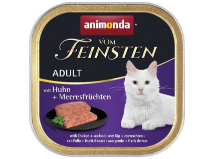 Animonda Vom Feinsten Adult kuře, mořské plody 100g z kategorie Chovatelské potřeby a krmiva pro kočky > Krmivo a pamlsky pro kočky > Vaničky, paštiky pro kočky