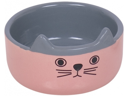 Nobby CAT FACE keramická miska pro kočky růžovo-šedá 13x4,5cm/0,16l z kategorie Chovatelské potřeby a krmiva pro kočky > Misky, dávkovače pro kočky > keramické misky pro kočky