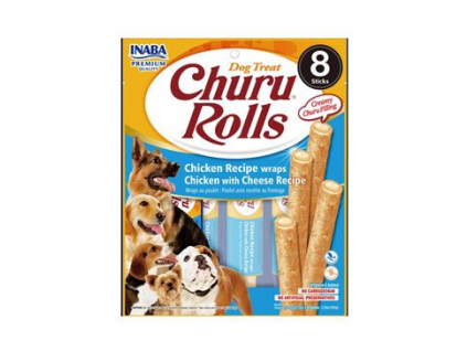 Churu Dog Rolls Chicken with Cheese wraps pochoutka pro psy 8x12 g z kategorie Chovatelské potřeby a krmiva pro psy > Pamlsky pro psy > Pasty, pyré pro psy