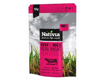Nativia Real Meat Beef&Rice 1kg z kategorie Chovatelské potřeby a krmiva pro psy > Krmiva pro psy > Granule pro psy