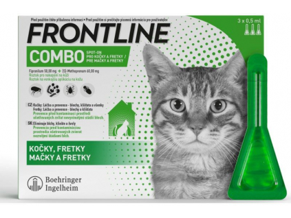 FRONTLINE COMBO spot-on pro kočky a fretky - 3x0,5ml z kategorie Chovatelské potřeby a krmiva pro kočky > Antiparazitika pro kočky > Pipety (Spot On) pro kočky