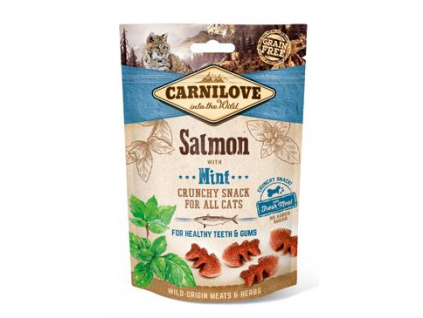 Carnilove Cat Crunchy Snack Salmon with Mint 50g z kategorie Chovatelské potřeby a krmiva pro kočky > Krmivo a pamlsky pro kočky > Pamlsky pro kočky