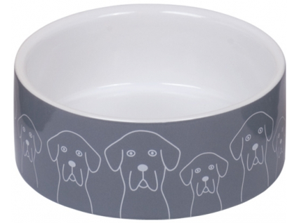 Nobby keramická miska DOGS šedo-bílá 12,0 x 4,5 cm / 0,25 l z kategorie Chovatelské potřeby a krmiva pro psy > Misky a dávkovače pro psy > keramické misky pro psy