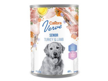 Calibra Dog Verve konzerva GF Senior Turkey&Lamb 400g z kategorie Chovatelské potřeby a krmiva pro psy > Krmiva pro psy > Konzervy pro psy