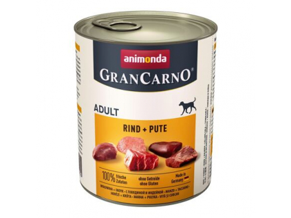 Animonda GRANCARNO konzerva hovězí, krůta 800g z kategorie Chovatelské potřeby a krmiva pro psy > Krmiva pro psy > Konzervy pro psy