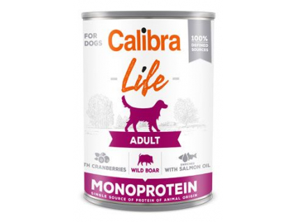 Calibra Dog Life Adult Wild boar konzerva divočák s brusinkami 400g z kategorie Chovatelské potřeby a krmiva pro psy > Krmiva pro psy > Konzervy pro psy