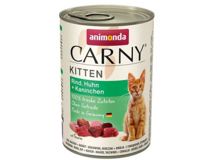 Animonda Cat Carny Kitten hovězí, kuře a králík 400g z kategorie Chovatelské potřeby a krmiva pro kočky > Krmivo a pamlsky pro kočky > Konzervy pro kočky